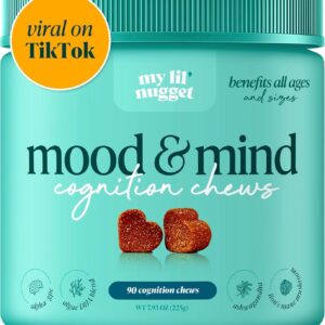 My Lil’ Nugget - Vet-Approved Mood & Cognition Chews for Dogs | All-Natural Dog Mental Health Support & Improve Memory | Lion’s Mane & Ashwagandha | Helps Puppy to Senior Dogs | 90 Salmon Flavor Chews