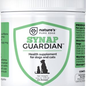 Synap Guardian - Nervous System Support and Calming Care for Dogs & Cats – Natural Relaxation Aid from a U.S.A. Company with Ashwagandha, Chamomile, Valerian & More, 100g