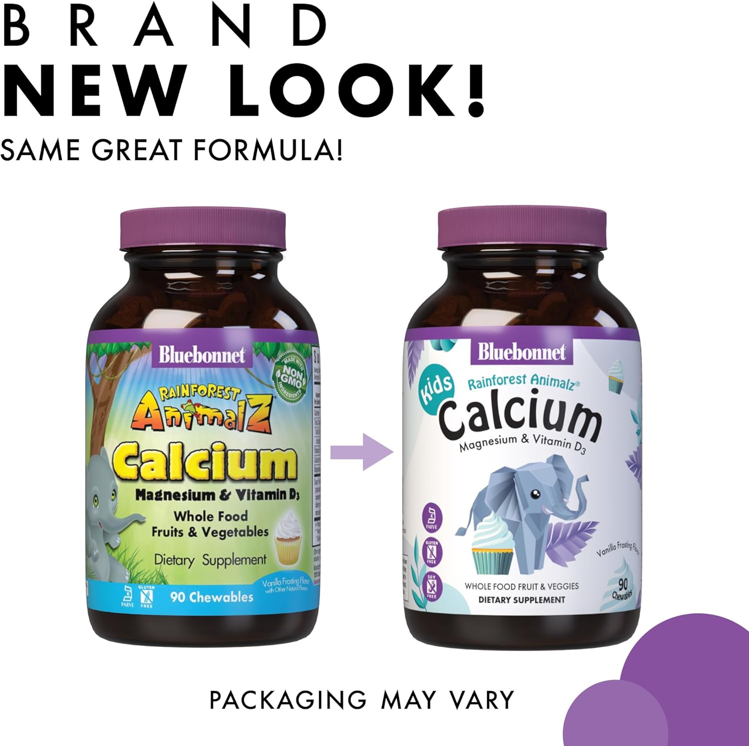 BlueBonnet Super Earth Rainforest Animalz Calcium Magnesium and Vitamin D3 Chews, Natural Vanilla Frosting, White, 90 Count (Pack of 2) - Image 3