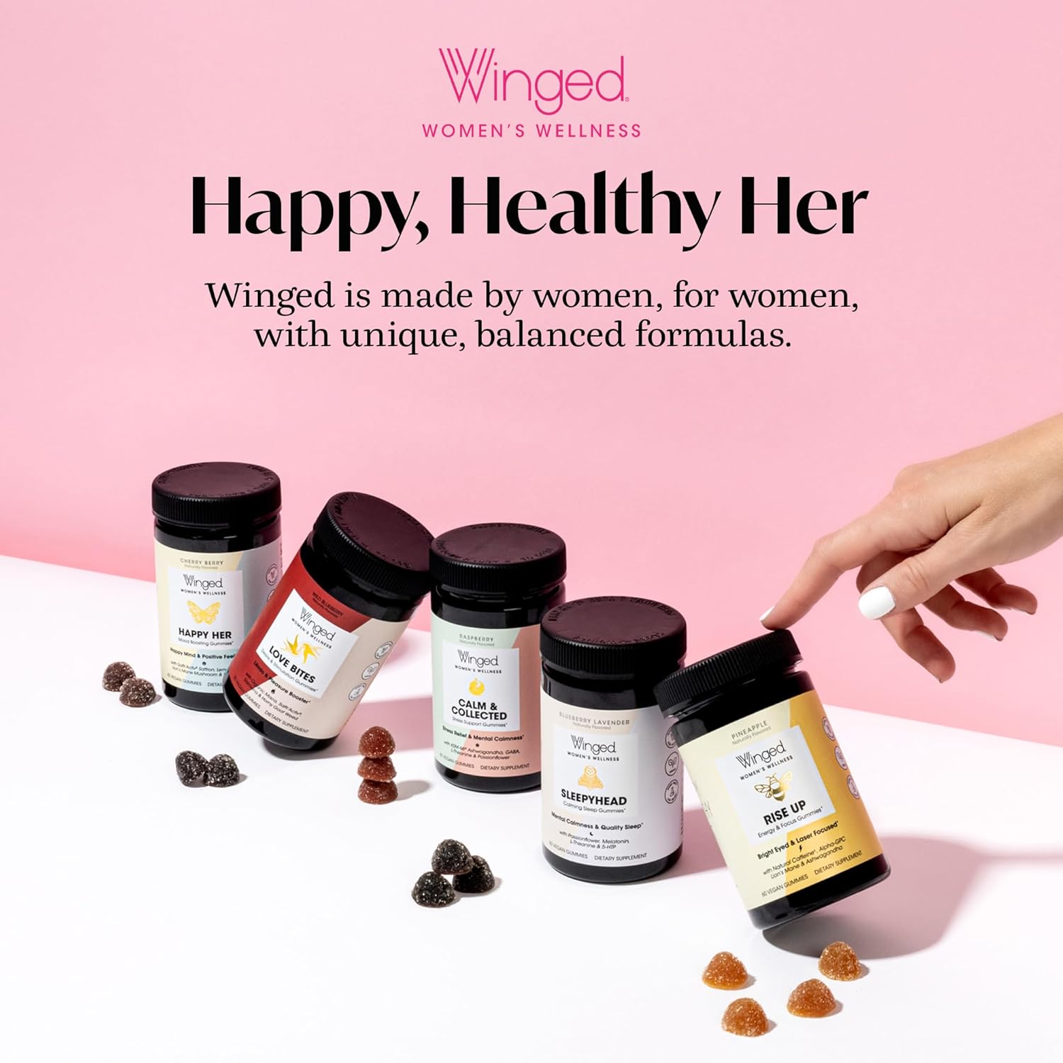 Winged Wellness Sleepyhead Natural Sleep Gummies for Women - Prime Sleep Support Aid for Adults with 3mg Melatonin, L-Theanine, 5-HTP - Blueberry Lavender Flavored - 30 Servings - Image 8