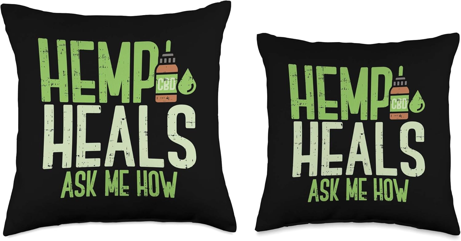 CBD Hemp Heals Cannabidiol Plant Oil Ask Me How Throw Pillow - Image 3