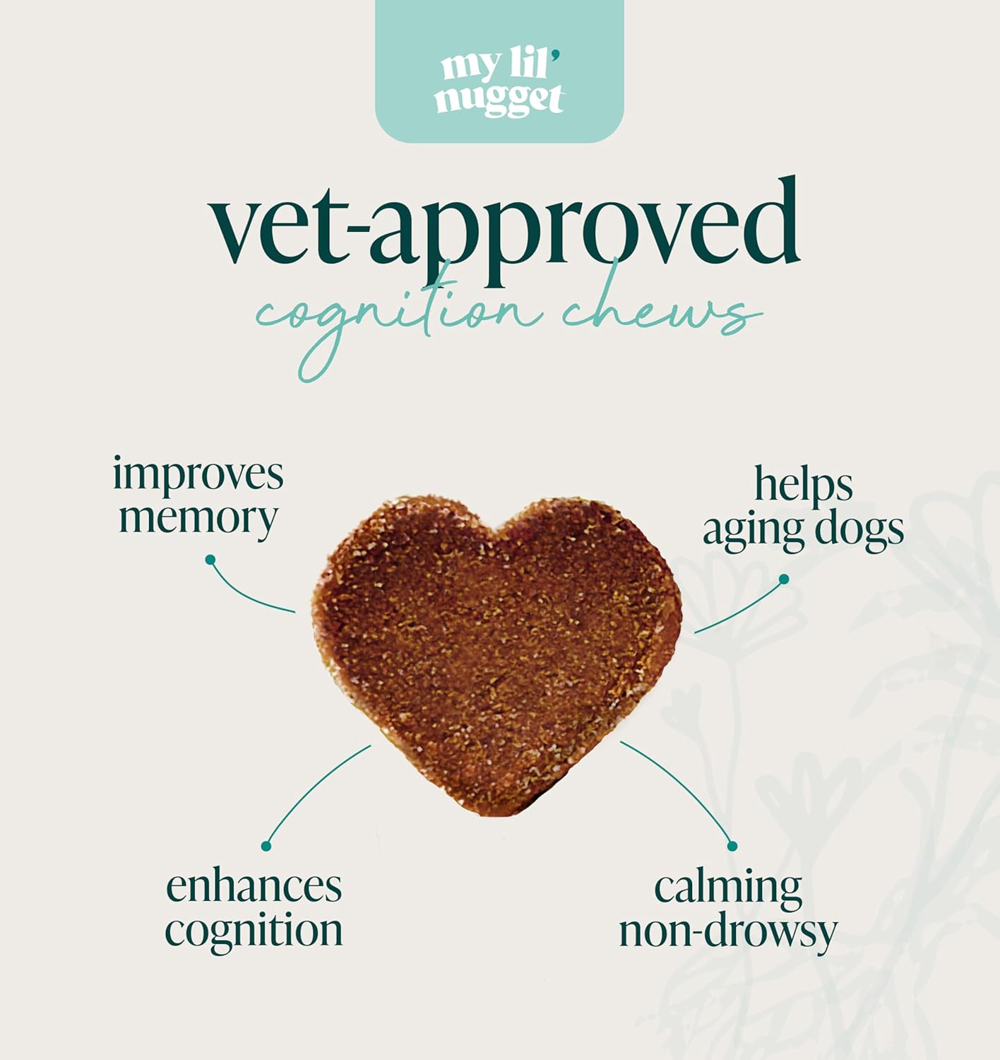 My Lil’ Nugget - Vet-Approved Mood & Cognition Chews for Dogs | All-Natural Dog Mental Health Support & Improve Memory | Lion’s Mane & Ashwagandha | Helps Puppy to Senior Dogs | 90 Salmon Flavor Chews - Image 3