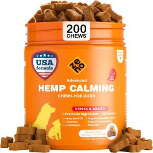 ZENO Hemp Calming Chews for Dogs Anxiety 200 pcs - Beef Flavored - Dog Anxiety Relief - Calming Chews - Melatonin for Dogs - for Stress, Travel, Check-up, Barking or Grooming - Dog Calming Treats