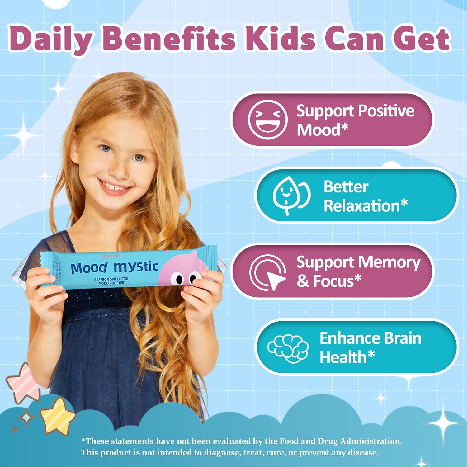 Saffron Drink for Kids - Saffron Exact Drink Mix with GABA, Magnesium & Vitamin D3 - Supports Mood Focus & Sleep, Calms Temper Tantrums, Fruit Punch Drink Sticks Mix for Kids 4+, Sugar-Free - Image 5