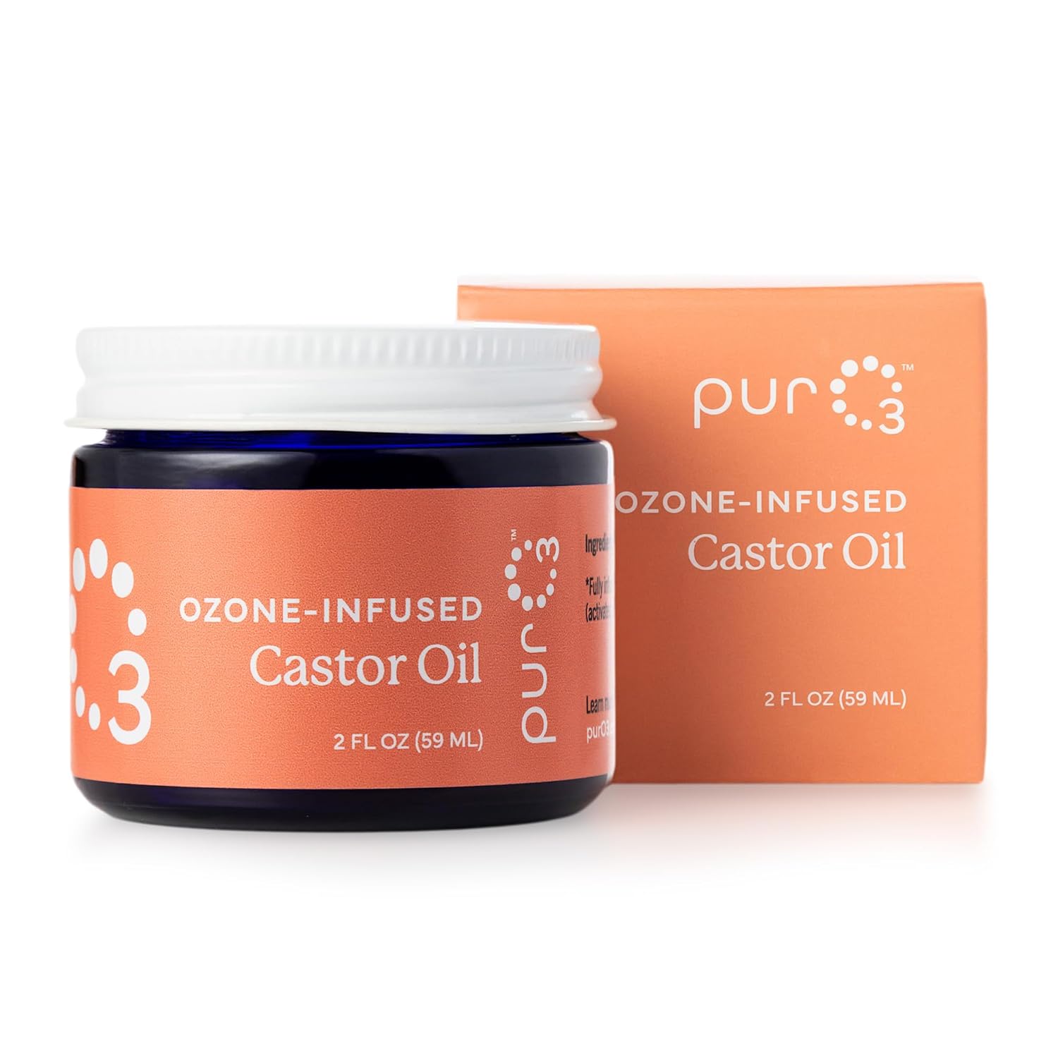 PurO3 Ozonated Castor Oil – Pure, Natural, Organic Skincare for Face & Body – Oxygenated Healing Lotion, Moisturizer & Beauty Cream in a Glass Jar – O3 Therapy Salve, 2 oz - Image 4