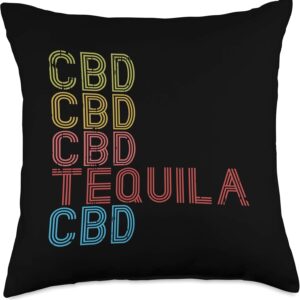 CBD Tequila Retro Hemp Oil Cannabis Alcohol Drinker Gift Throw Pillow
