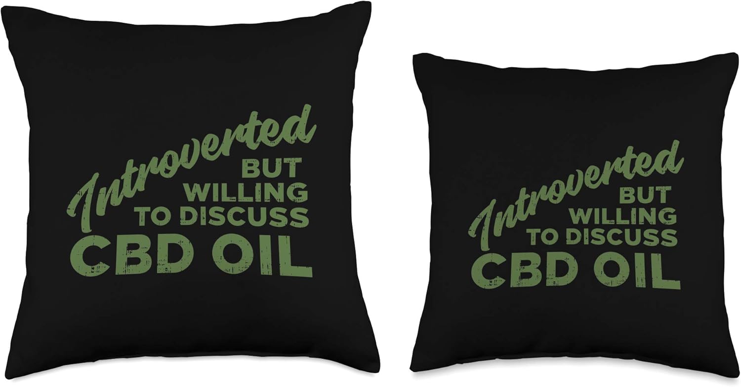 Introverted Discuss CBD Oil Funny Cannabis Hemp Lover Gift Throw Pillow - Image 3