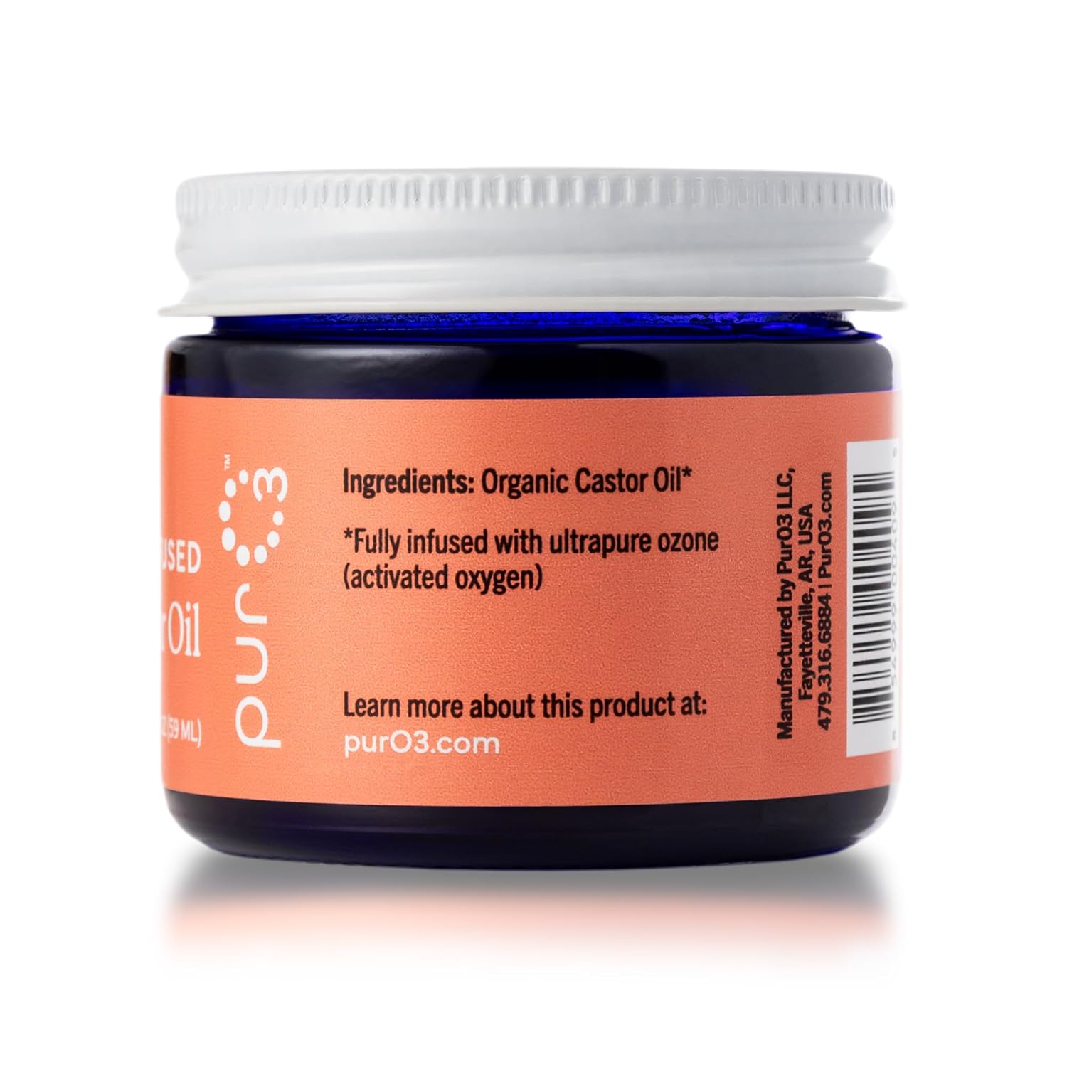 PurO3 Ozonated Castor Oil – Pure, Natural, Organic Skincare for Face & Body – Oxygenated Healing Lotion, Moisturizer & Beauty Cream in a Glass Jar – O3 Therapy Salve, 2 oz - Image 2