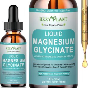 Magnesium Glycinate 400mg Liquid Drops - 98% High Absorption Pure Magnesium Glycinate Support for Sleep, Calm, Muscle & Heart Health - Liquid Chelated Magnesium Supplement - Non-GMO & Gluten Free