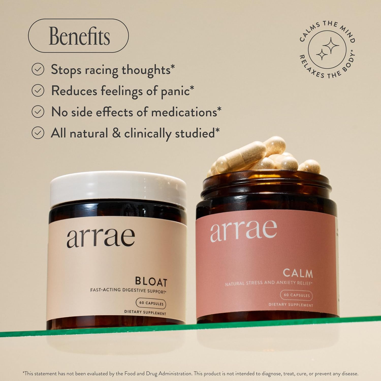 Arrae Calm Cortisol Manager - 60 Stress & Panic Relief Capsules - Mood Support Supplement w/L-Theanine, Inositol, Passionflower, & Magnesium to Help You Feel Zen - Image 4