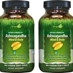 Irwin Naturals Extra Strength Ashwagandha Mind & Body – 60 Liquid Soft-Gels - 2 Pack