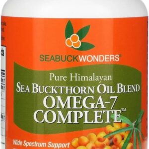 SEABUCKWONDERS Organic Sea Buckthorn Oil Omega-7 Complete, 120 Softgels, 60 Day Supply, with Omega 3, 6 & 9, Supports Hair, Skin & Nails, 100% Pure with Zero Filler Oil