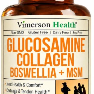 Glucosamine Chondroitin MSM with Hydrolyzed Collagen Peptides - Joint Support Supplement with Quercetin, Bromelain & Boswellia Extract - Collagen pills for Hair Skin Nails - FSA Eligible 120 Caps
