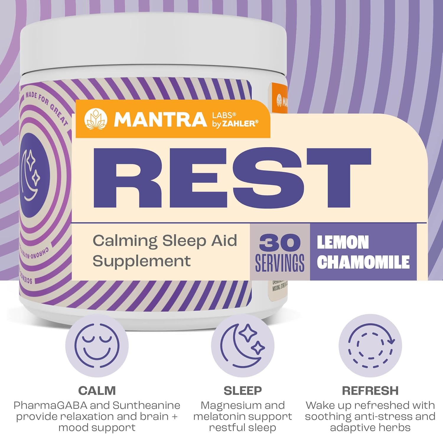 Zahler Mantra Rest, The Calming Sleep Aid Supplement, Lemon Chamomile Flavor, 30 Servings. - Image 3