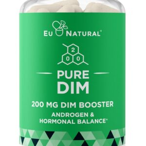 DIM Supplement Pure 200 Mg for Women or Men - Estrogen Hormone Balance Supplement for Energy, Fatigue, Stress, Menopause, Hot Flashes - Enhanced Bioavailability BioPerine - 60 Vegan Soft Capsules