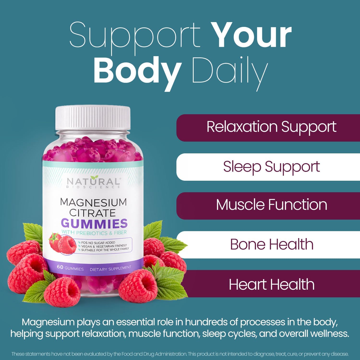 Sugar Free Calm Magnesium Citrate Gummies 100 mg - High Absorption Calming Magnesium Citrate Gummy for Adults & Kids to Support Sleep, Stress Relief, Heart Health, Nerves, Muscles & Bones - Image 3