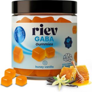 riev GABA Gummies β Honey Vanilla Flavor β with Vitamin B6, Magnesium, Chamomile, Lemon Balm & L-Theanine β Vegan, Sugar-Free, Non-GMO β Nighttime Relaxation Support β 30 Gummies