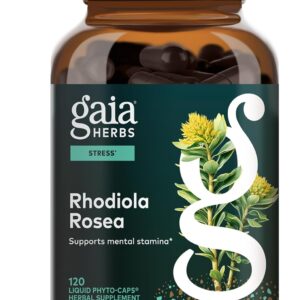 Gaia Herbs Rhodiola Rosea - Stress Support Supplement Traditionally for Supporting Healthy Stamina & Endurance* - with Siberian Rhodiola Root Extract - 120 Vegan Liquid Phyto-Caps (120 Servings)