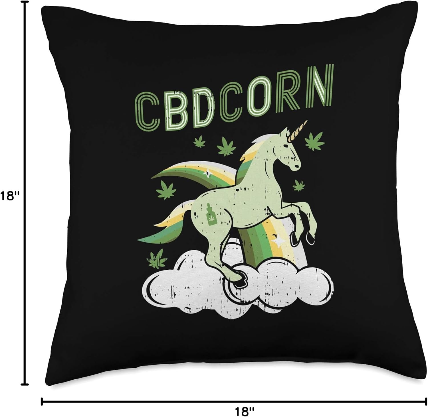 CBDCorn Unicorn Funny CBD Hemp Oil Weed Cannabis Animal Gift Throw Pillow - Image 4