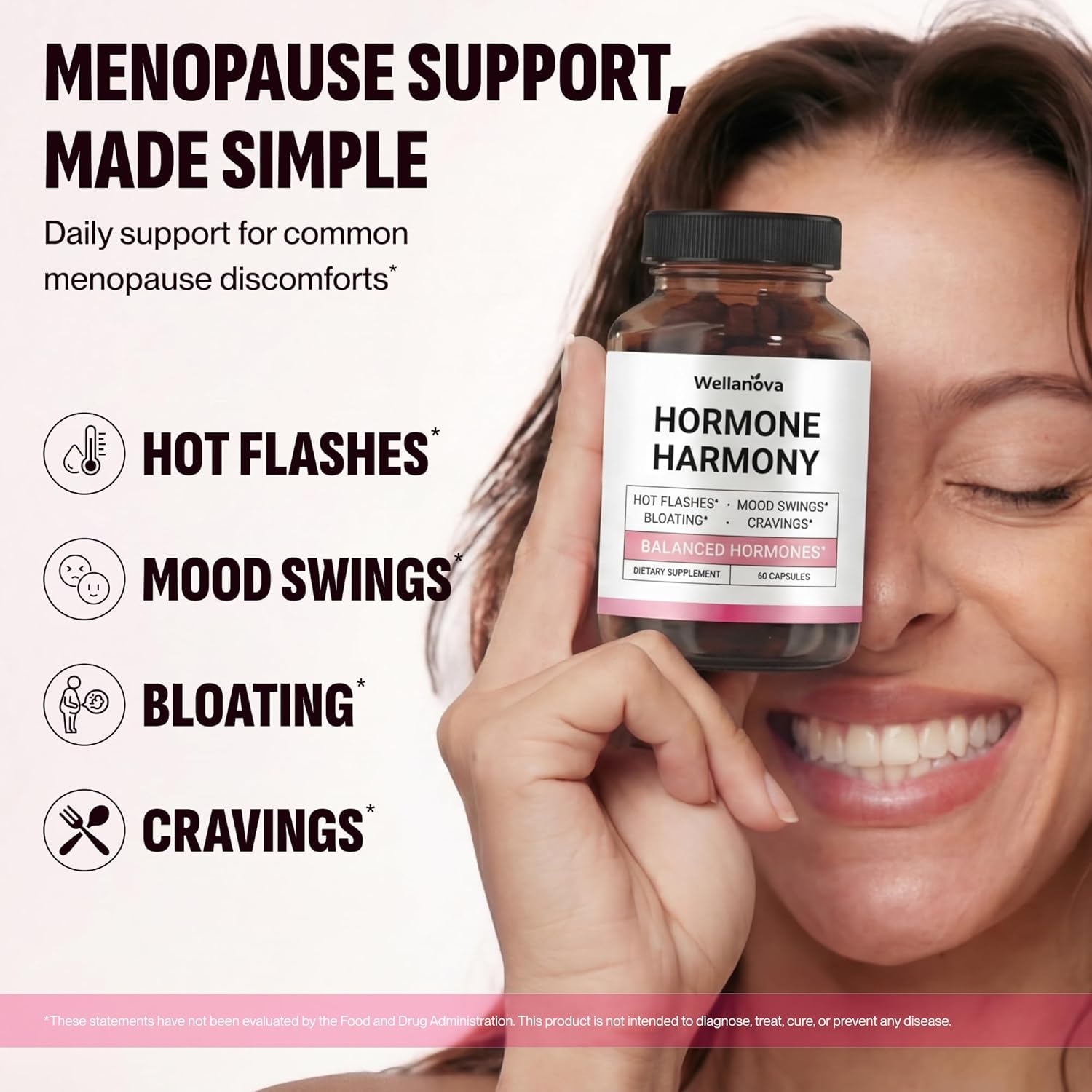Hormone Harmony for Women – Natural Hormonal Balance Support for Menopause & Perimenopause – Hot Flashes, Mood Swings, Cravings, Bloating Relief – 60 Capsules - Image 2