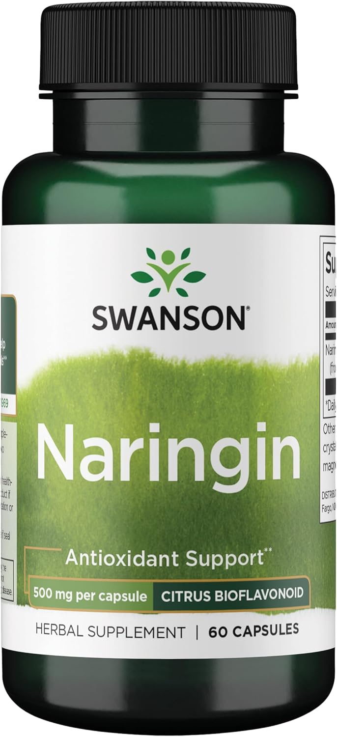 Swanson Naringin Citrus Bioflavonoid Antioxidant Supplement for Adults Seeking Enhanced Vitamin C Benefits - 500 mg (60 Capsules)