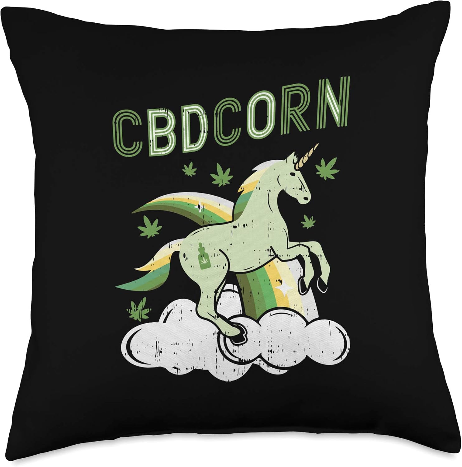 CBDCorn Unicorn Funny CBD Hemp Oil Weed Cannabis Animal Gift Throw Pillow