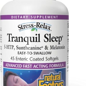Stress-Relax Tranquil Sleep by Natural Factors, Sleep Aid with Suntheanine L-Theanine, 5-HTP, Melatonin, 45 Softgels