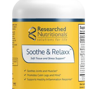Researched Nutritionals Soothe & Relaxx - Soft Tissue, Muscle + Support Supplement - A Gentle Health Supplement for Calming Relief - Soothe Your Body + Mind (180 Capsules)