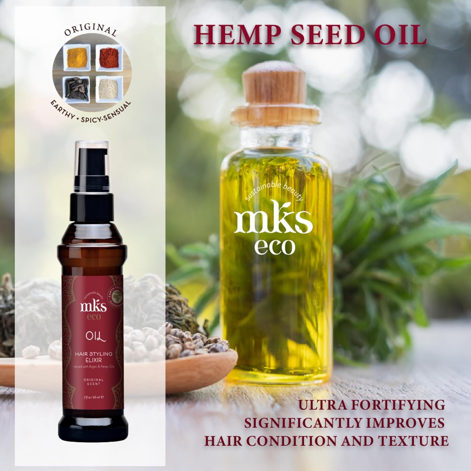 MKS eco Oil - Hair Styling Elixir - Moroccan Argan Oil, Hemp Seed Oil - Moisturize & Nourish Hair, Control Frizz, Increase Smoothness - Vegan & Cruelty Free - Image 4
