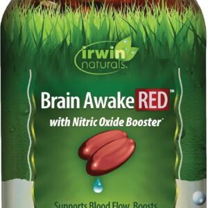 Irwin Naturals Brain Awake RED with Nitric Oxide Booster - 60 Liquid Soft-Gel - Support Brain Health & Optimize Performance - 20 Total Servings