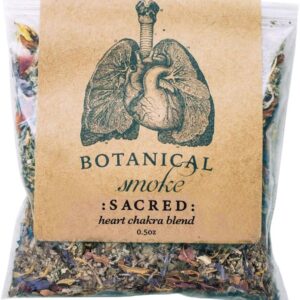 Anima Mundi Apothecary Smokable Herbs - Sacred Smoke - Heart Chakra Herbal Smoking Blend - with Relaxing Botanicals Like Mugwort, Skullcap, Blue Cornflower, Calendula & Rose Petals (0.5oz)