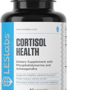 LES Labs Cortisol Health – Stress Relief, Balanced Cortisol Response, Relaxation & Deep Sleep – Phosphatidylserine, Magnesium, Magnolia Bark, Rhodiola Rosea & Ashwagandha – Non-GMO – 60 Capsules
