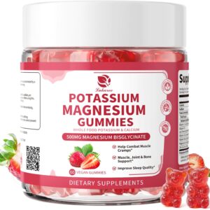 (2 Pack) Magnesium Potassium Supplement Gummies - New Formula Calm Magnesium Bisglycinate Gummies & Plant Potassium Plus Chia Seeds, B6, D3, K2 & Calcium for Sleep, Leg Cramps & Muscle -Vegan,60 Count