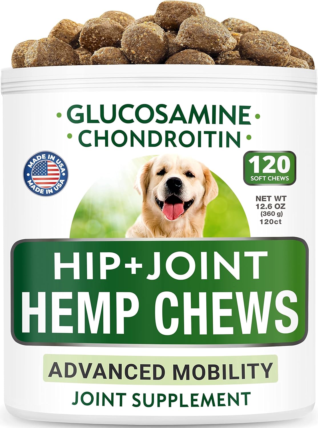Calming for Dogs + Hemp Treats + Glucosamine Bundle - Hemp Oil + Chondroitin, MSM, Omega-3 - Anxiety Relief + Joint Pain Relief - Stress Relief During Fireworks, Storms, Thunder - 2 x 120 Soft Chews - Image 7