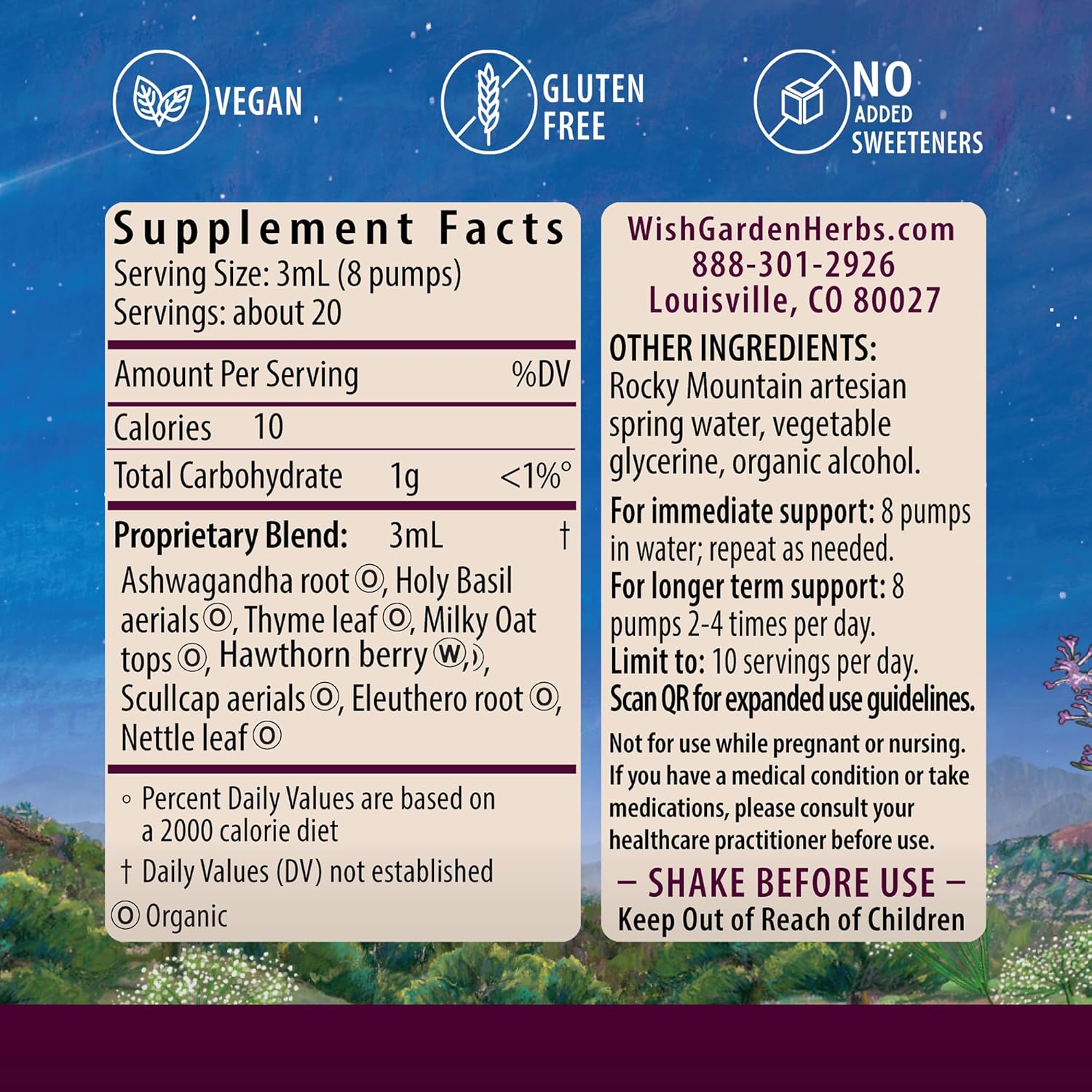 WishGarden Herbs Deep Stress, Cortisol & Adrenal Support Supplement, Ashwagandha, Holy Basil, Milky Oat - Adaptogen Liquid Herbal Tincture for Stress Relief & Nervous System Calm, 2oz - Image 2
