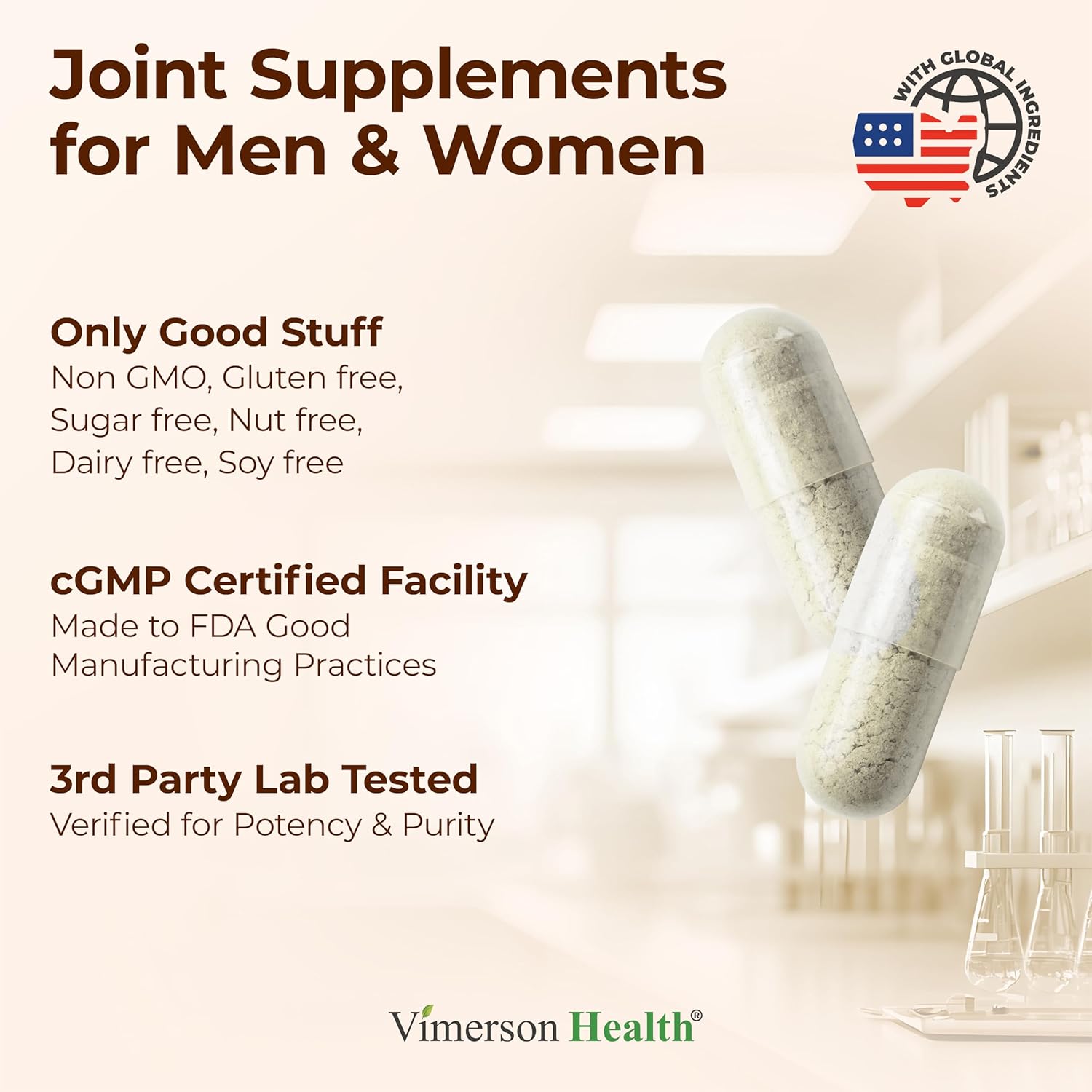 Joint Support Supplement with Glucosamine Sulfate, Hyaluronic Acid, Boswellia & MSM – Supports Joint Health, Mobility & Bone Strength – for Daily Use – FSA Eligible 60 Capsules - Image 4