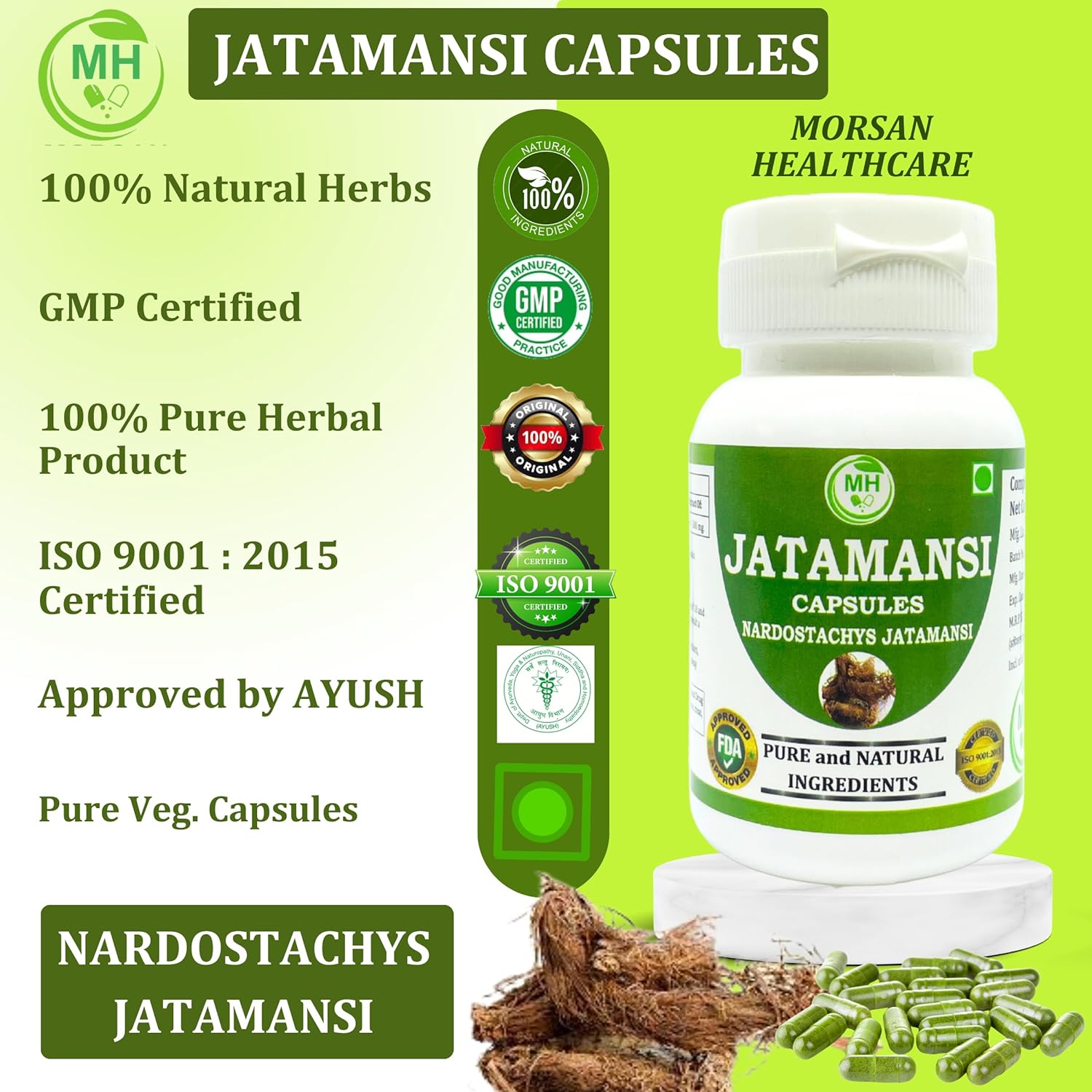 Jatamansi Capsules 500 mg | Pure Nardostachys Jatamansi Extract | Herbal Calming & Relaxation Support | Ayurvedic Wellness Supplement | 60 Vegetarian Capsules | Pack of 1 - Image 8