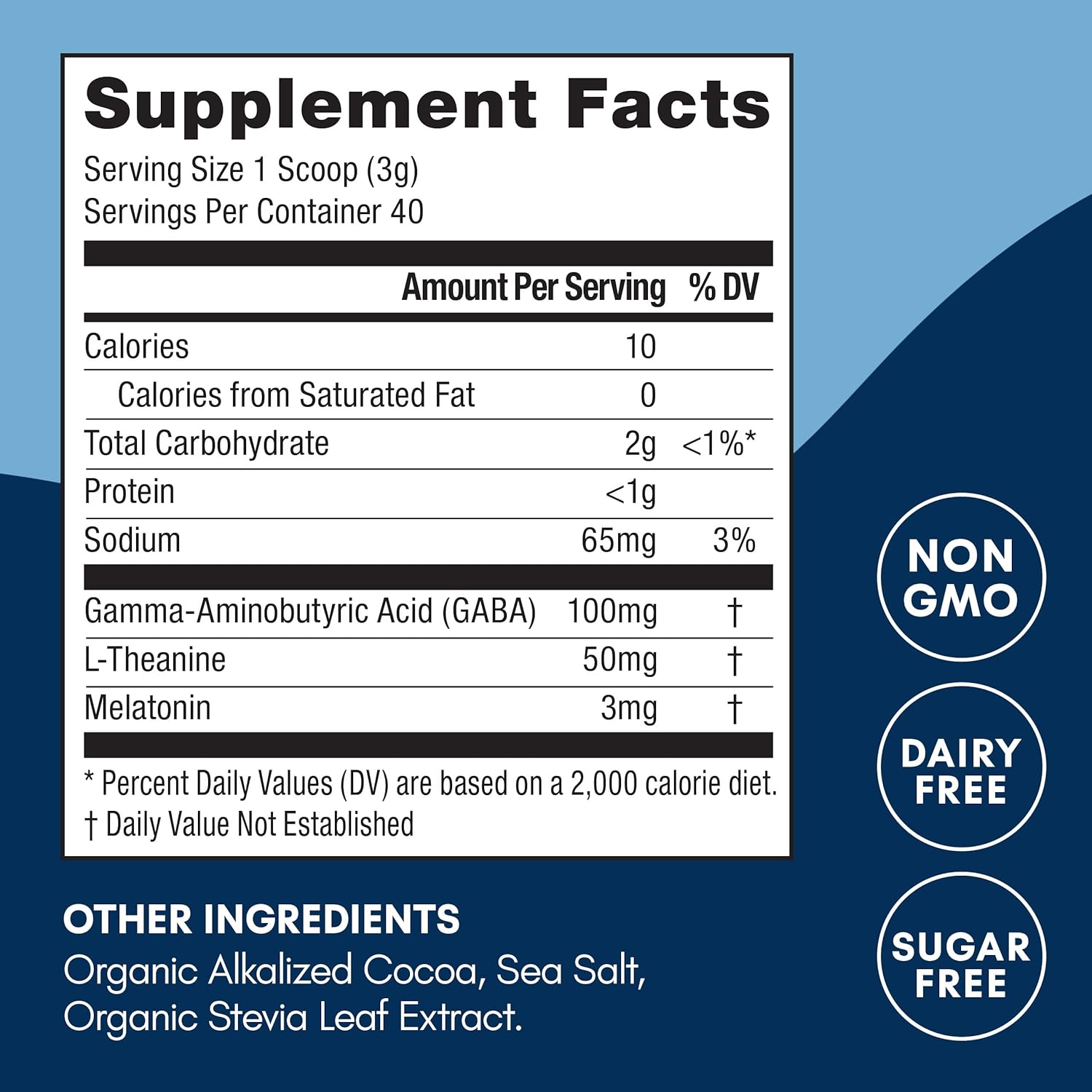 Mindful Evening Sugar Free Cocoa Mix Natural Sleep Aid, 40 Servings, Melatonin 3mg, L-Theanine, GABA Supplements, Natural Calm Sleep Support Stress Relief Calm Sleepy Cocoa Nighttime Hot Chocolate - Image 2