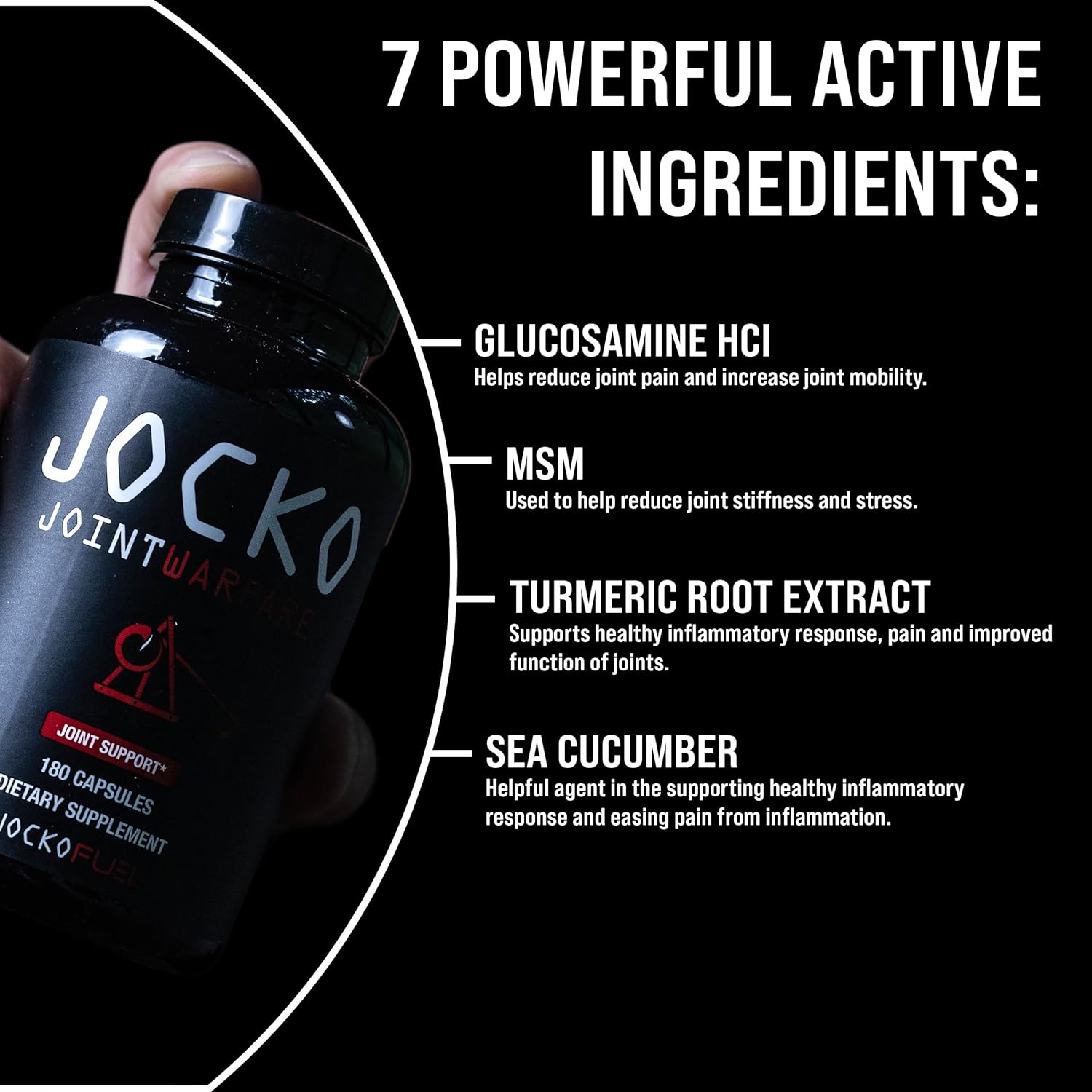Jocko Fuel Joint Support Supplement - Glucosamine MSM for Joint Pain, Mobility, & Flexibility w/Turmeric & Boswellia (180 Capsules) - Image 4