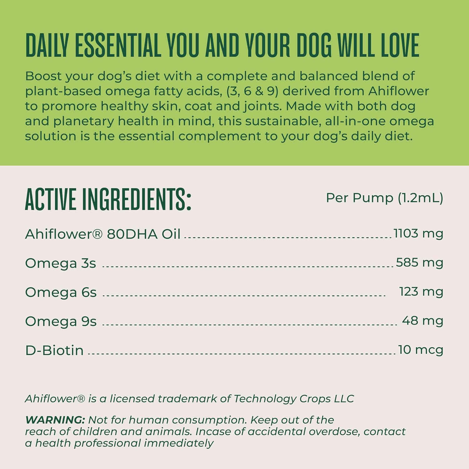 WagWell Ahiflower Omega Oil for Dogs | Vet-Formulated Health Supplement for Joints, Skin, Coat | Plant-Based Omega 3-6-9 Food Topper | for Dogs of All Ages & Sizes, All Natural, Made in USA | 8 fl oz - Image 7