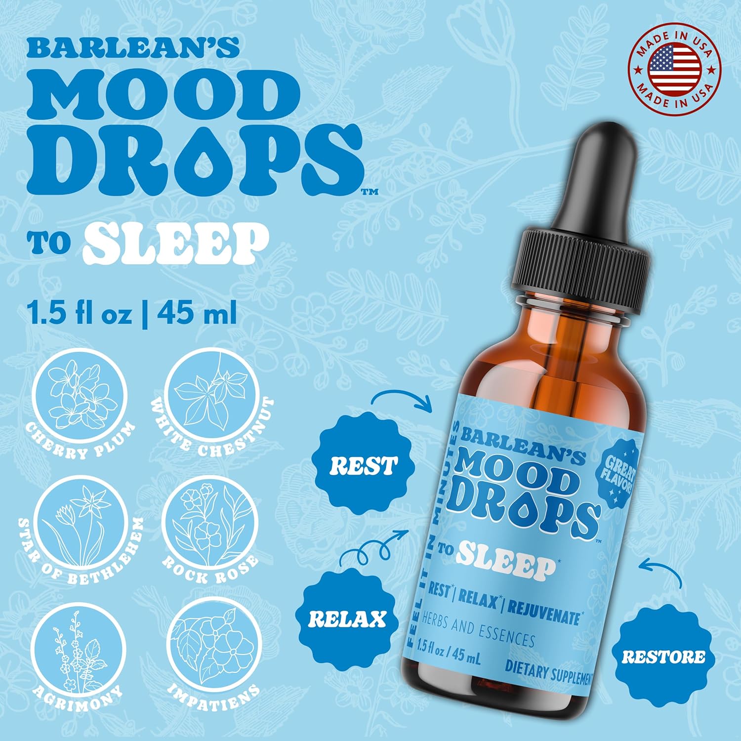 Barlean's Mood Booster Supplement, Sleep Liquid Drop Supplement for Men and Women, Magnesium and Melatonin, Adaptogen Herbs Drops, 1.5 oz - Image 3