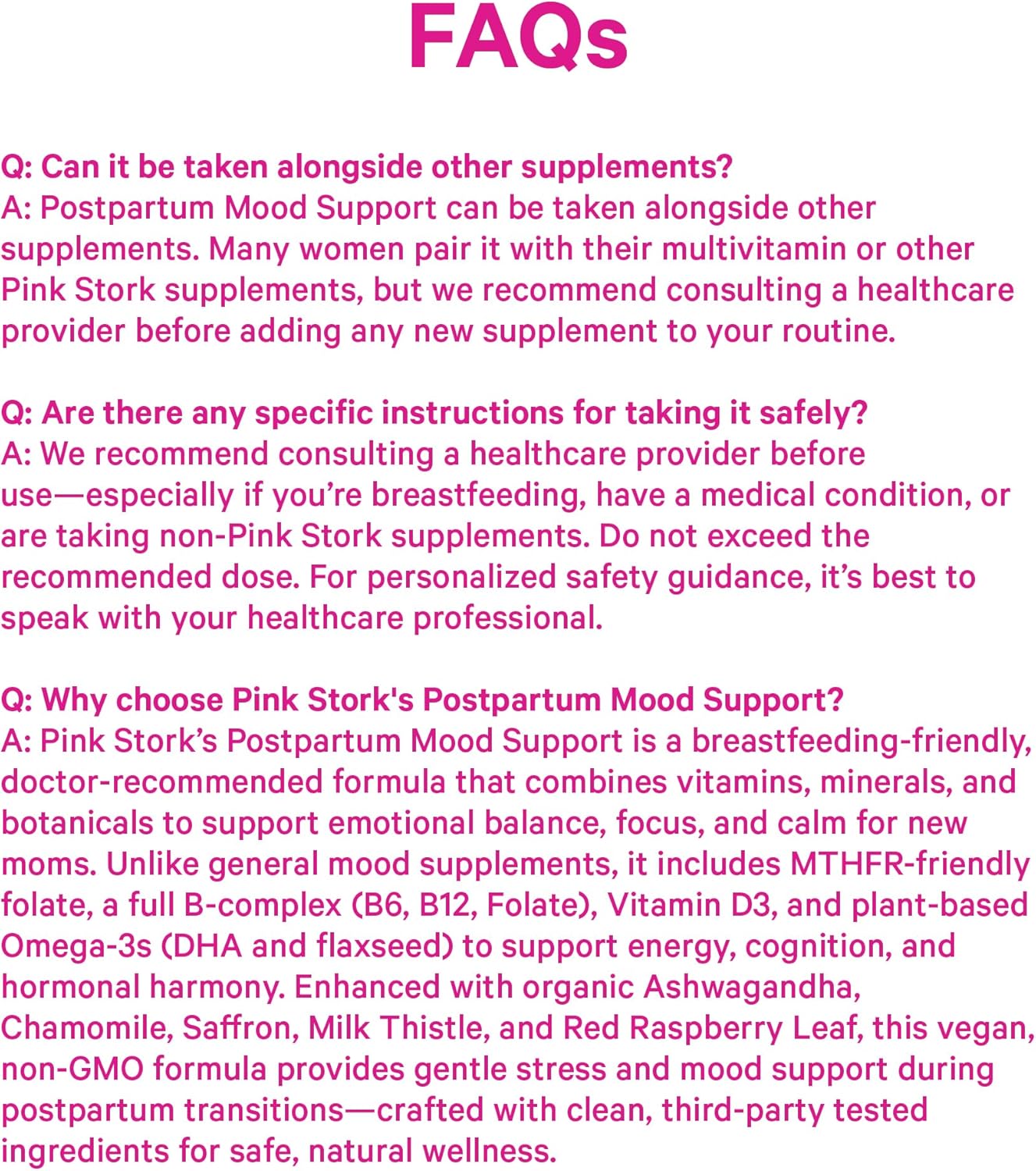 Pink Stork Postpartum Mood Support - Postnatal Hormone Balance for Women - Breastfeeding Friendly - Stress & Cognitive Support, New Mom Essentials - Ashwagandha, Chamomile, Vitamin D, 60 Capsules - Image 9