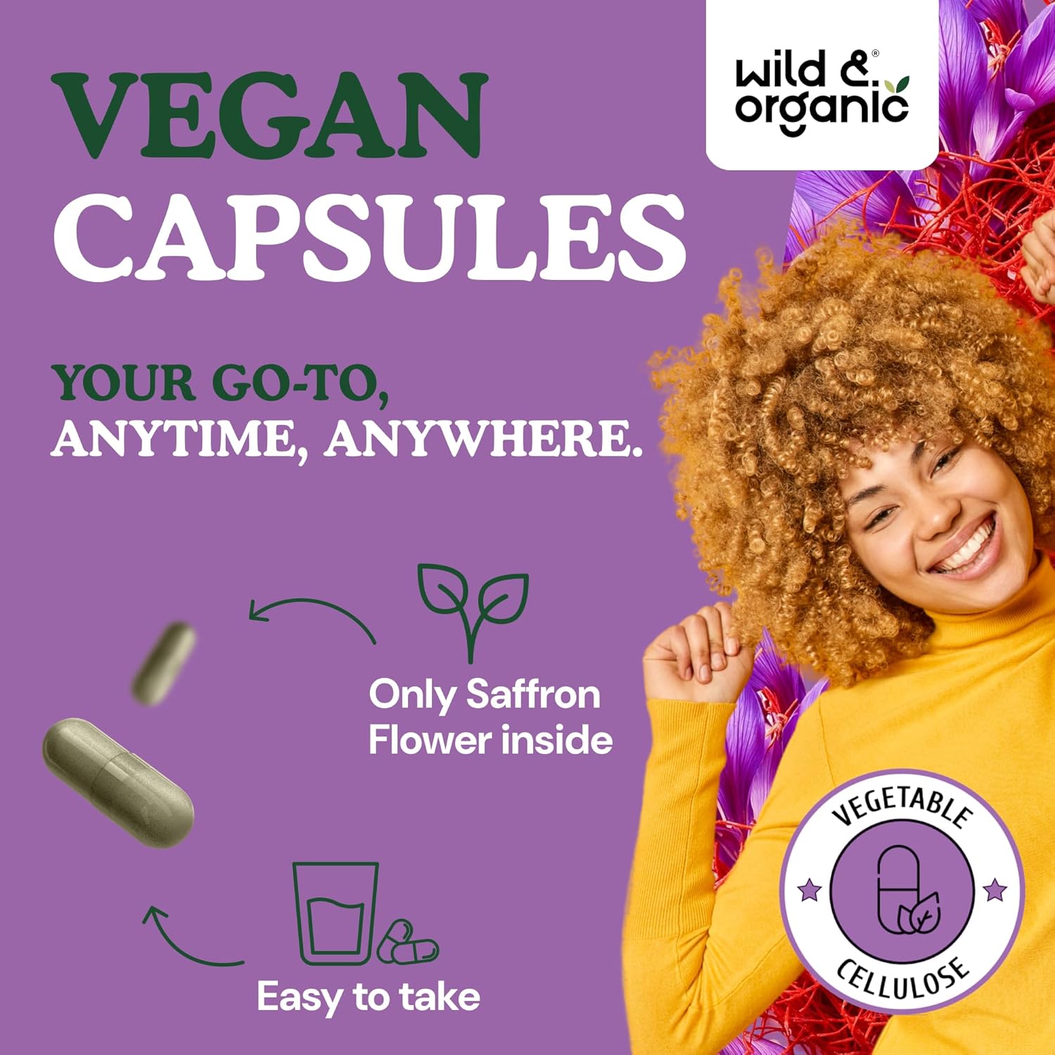 Wild & Organic Saffron Capsules 88.5 mg - Mood, Focus, Eye Support - Natural Saffron Supplements - Crocus Sativus Extract - 120 Days of Supply - Vegan, Non-GMO - 120 Count - Image 4