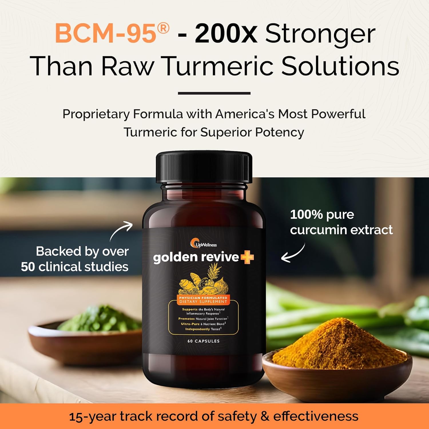 UpWellness Golden Revive + Joint Support Supplement Featuring Turmeric with Black Pepper, Quercetin, and Magnesium- Turmeric Boswellia Supplement - 6 Active Ingredients for Joint Care - 60 Capsules - Image 4