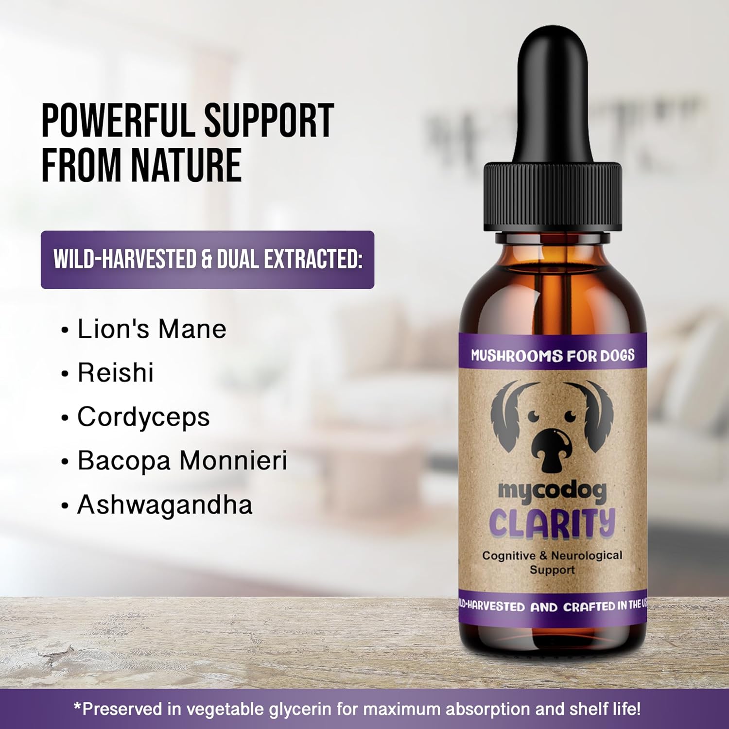 MycoDog Clarity - Cognitive Support Supplement for Dogs - Brain Health, & Senior Dog Wellness - Memory & Focus with Functional Mushrooms & Adaptogens - Image 4