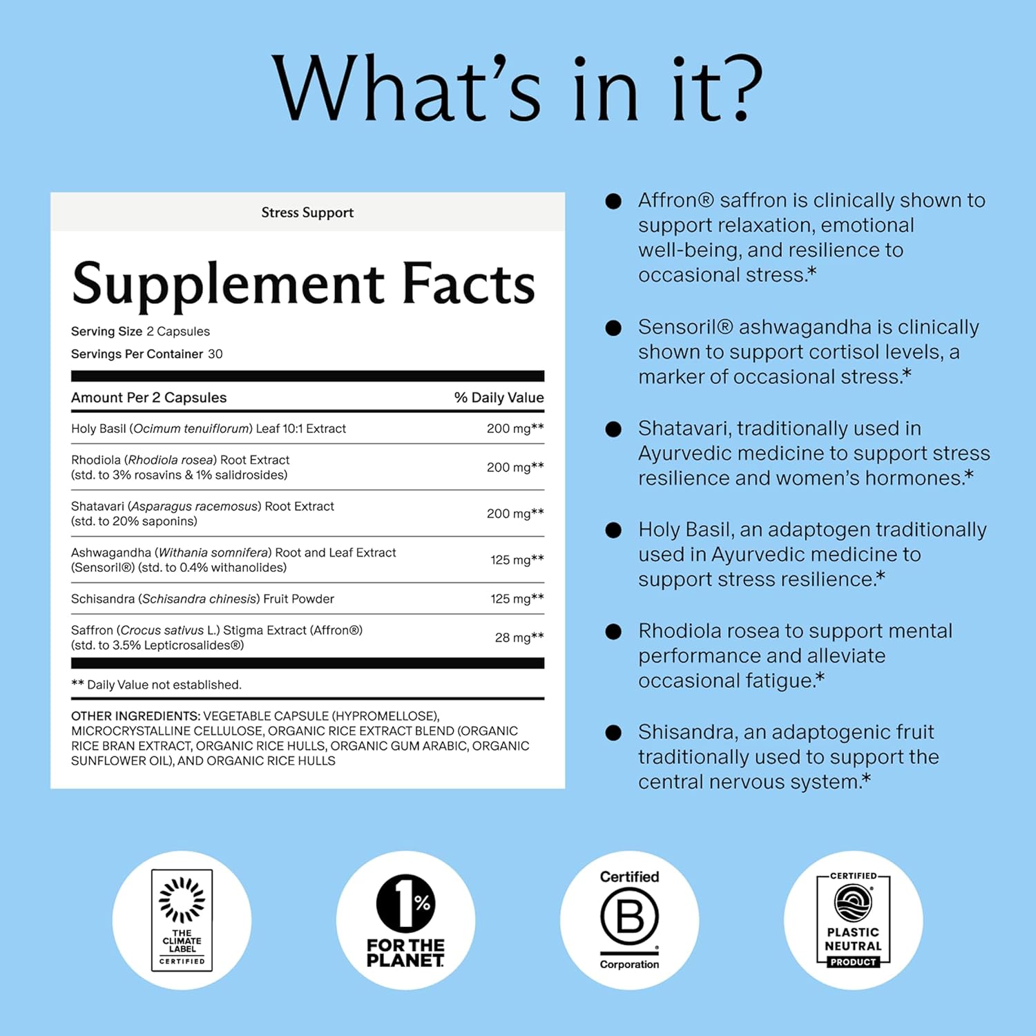 Needed. Stress Support - Herbal Blend Supporting Mood, Energy, and Hormone Balance for Women - Herbal Supplement of Shatavari, Ashwagandha, Rhodiola - Non-GMO - 30 Day Supply - 120 Capsules - Image 2