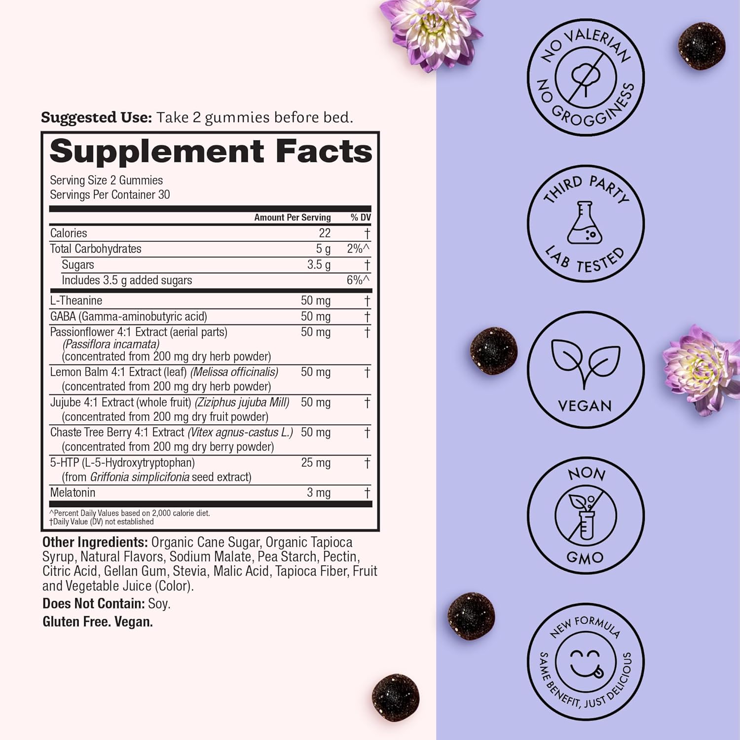 Winged Wellness Sleepyhead Natural Sleep Gummies for Women - Prime Sleep Support Aid for Adults with 3mg Melatonin, L-Theanine, 5-HTP - Blueberry Lavender Flavored - 30 Servings - Image 5