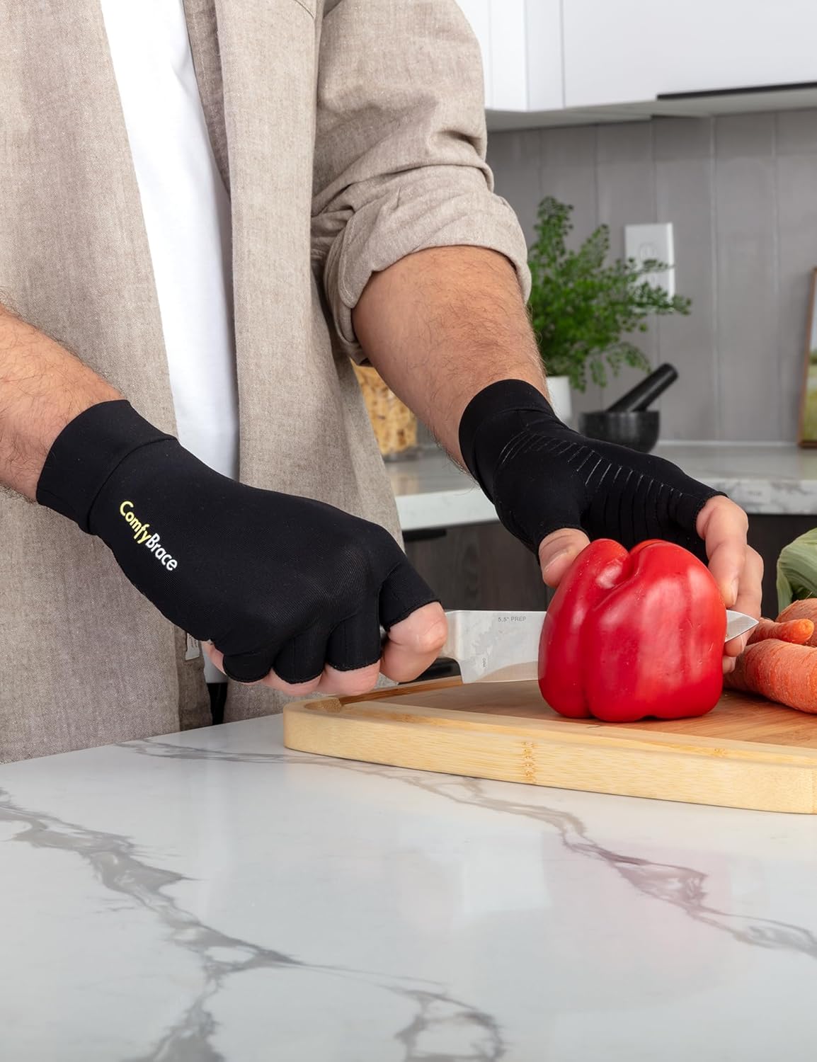 ComfyBrace Copper Infused Compression Arthritis Gloves for Hand & Finger Relief from pain/swelling caused by Rheumatoid Arthritis, Carpal Tunnel, Tendonitis and Poor Circulation, Fits Men & Women - Image 2