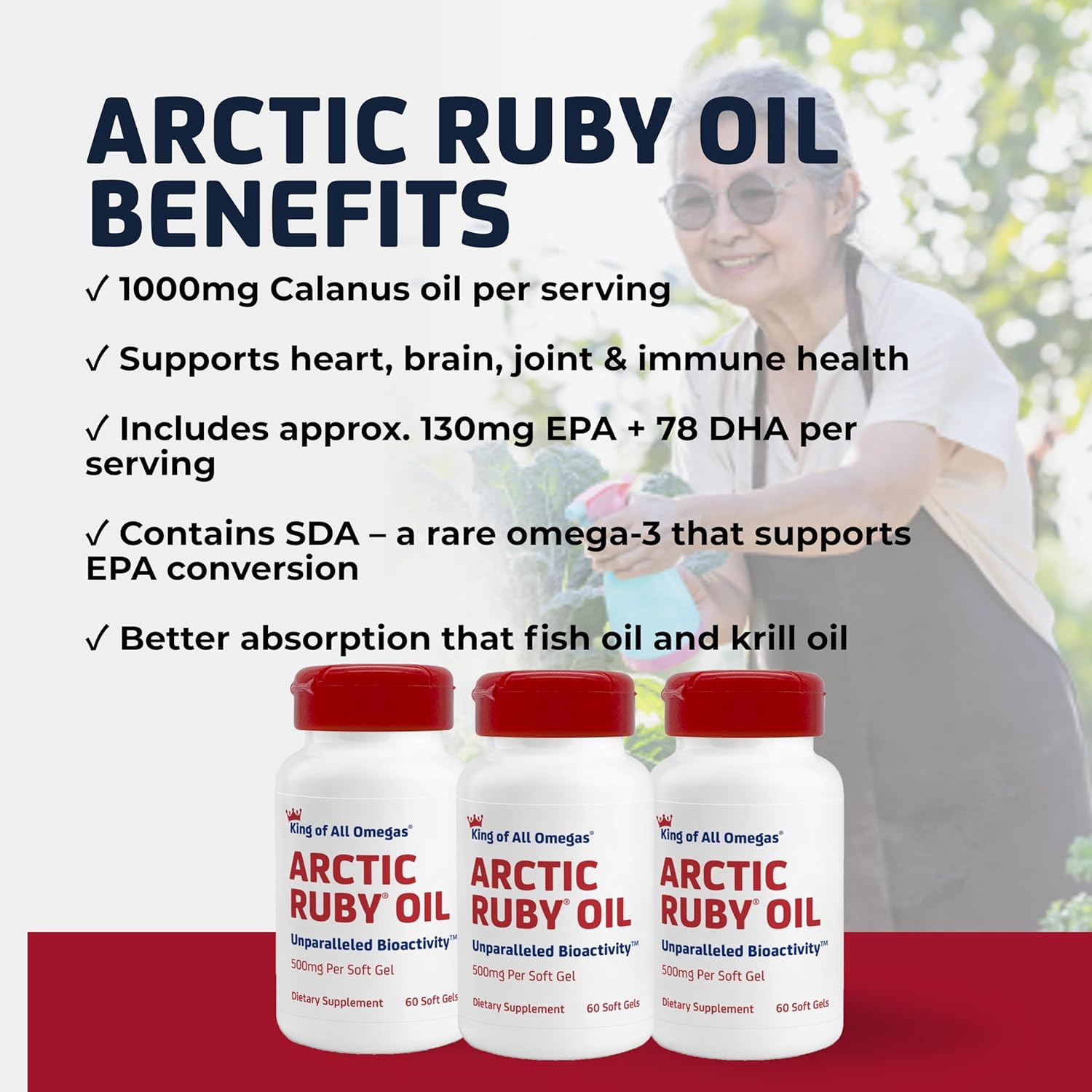 Arctic Ruby Oil - Omega 3 Supplement with Astaxanthin 2mg - Contains Essential Fatty Acids & Antioxidants - Supports Heart, Brain, Eye, Skin, Joint & Immune Health - 60 Softgels (3 Pack) - Image 8