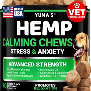 Advanced Calming Chews for Dogs - Hemp Dog Calming Chews - Anxiety Relief Treats with Melatonin, Hemp Oil - Separation Aid, Stress, Hip and Joint Supplement for Canine Health Support - Made in USA